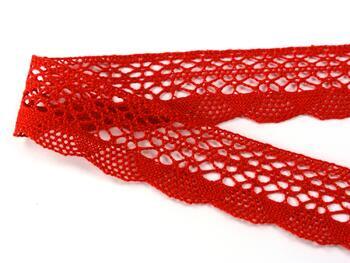 Cotton bobbin lace 75077, width 32 mm, red - 4