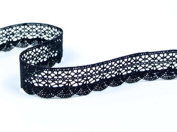 Cotton bobbin lace 75077, width 32 mm, black - 4