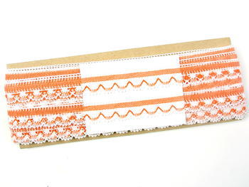 Bobbin lace No. 75079 white/rich orange | 30 m - 4