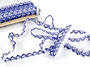 Cotton bobbin lace 75087, width 19 mm, white/blue - 4/4