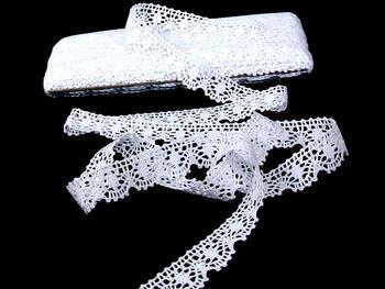 Cotton bobbin lace 75088, width 27 mm, white - 4