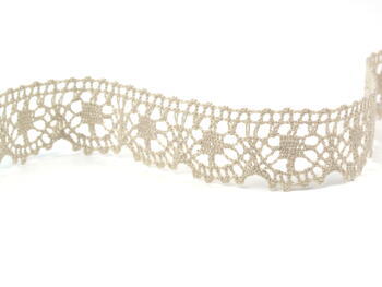 Cotton bobbin lace 75088, width 27 mm, light linen gray - 4
