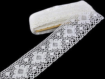 Cotton bobbin lace 75089, width 90 mm, white - 4