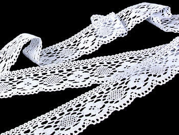 Cotton bobbin lace 75095, width 60 mm, white - 4
