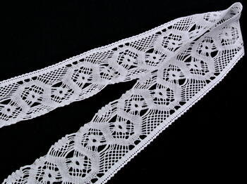 Cotton bobbin lace 75096, width 68 mm, white - 4