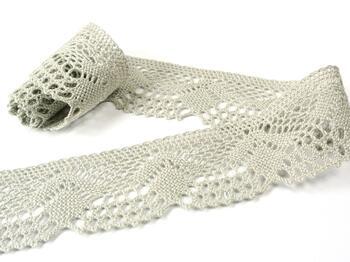 Cotton bobbin lace 75098, width 45 mm, light linen gray - 4