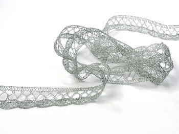 Metalic bobbin lace 75099, width 18 mm, Lurex silver - 4