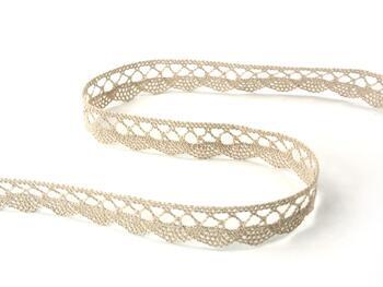 Cotton bobbin lace 75099, width 18 mm, light linen gray - 4