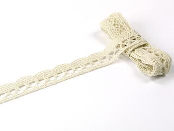 Cotton bobbin lace 75099, width 18 mm, light cream - 4