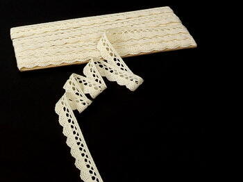 Cotton bobbin lace 75099, width 18 mm, ecru - 4