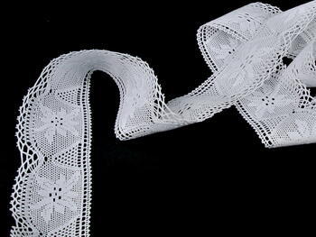 Cotton bobbin lace 75105, width 46 mm, white - 4