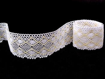 Cotton bobbin lace 75110, width 53 mm, white/ecru - 4