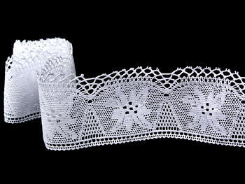 Cotton bobbin lace 75112, width 80 mm, white - 4
