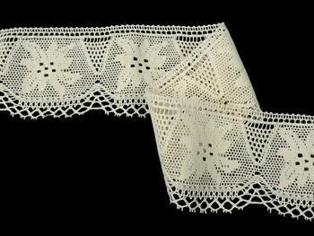 Cotton bobbin lace 75112, width 80 mm, ecru - 4