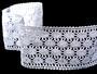 Cotton bobbin lace insert 75117, width 80 mm, white - 4/4