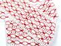 Cotton bobbin lace insert 75117, width 80 mm, white/light red - 4/4