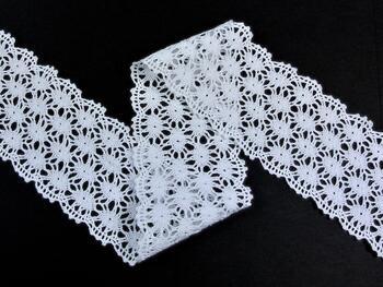 Cotton bobbin lace 75121, width 80 mm, white - 4