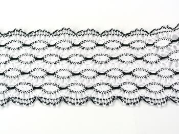 Cotton bobbin lace 75121, width 80 mm, white/black - 4