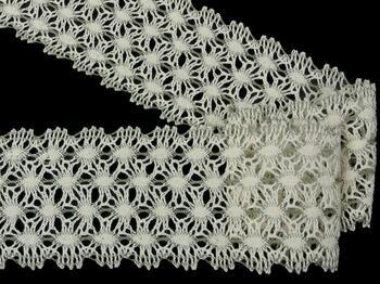 Cotton bobbin lace 75121, width 80 mm, ecru/dark linen gray - 4
