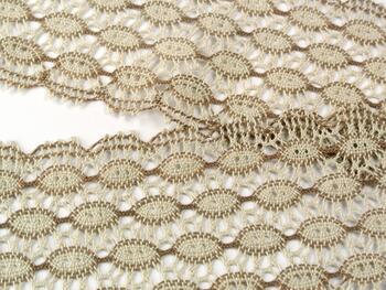 Cotton bobbin lace 75121, width 80 mm, beige/dark beige - 4