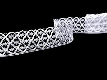 Cotton bobbin lace 75123, width 35 mm, white - 4