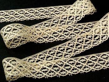 Cotton bobbin lace 75123, width 35 mm, ecru - 4