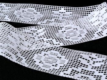 Cotton bobbin lace insert 75125, width 83 mm, white - 4
