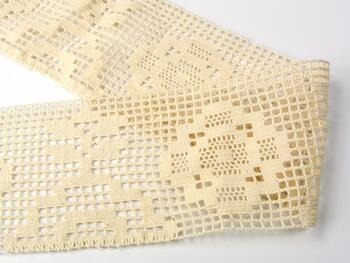 Cotton bobbin lace insert 75125, width 83 mm, ecru - 4