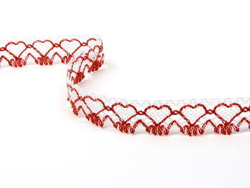 Bobbin lace No. 75133 white/red | 30 m - 4