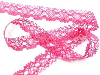 Cotton bobbin lace 75133, width 19 mm, fuchsia - 4