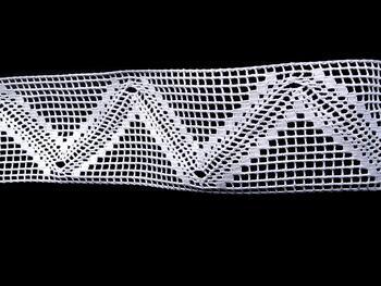 Cotton bobbin lace insert 75141, width 77 mm, white - 4