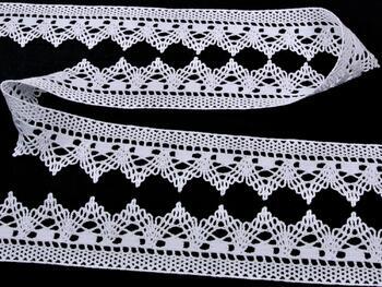 Cotton bobbin lace 75145, width 50 mm, white - 4