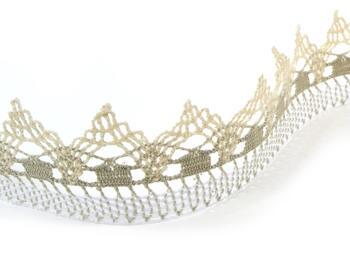 Cotton bobbin lace 75145, width 50 mm, light linen gray/white/ecru - 4