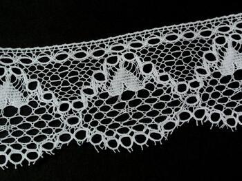 Cotton bobbin lace 75156, width 70 mm, white mercerized - 4