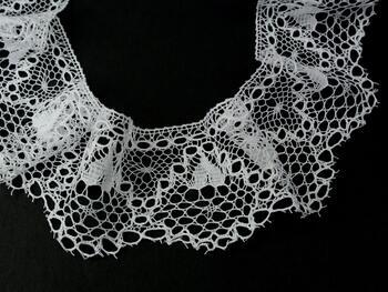 Cotton bobbin lace 75158, width 80 mm, white mercerized - 4