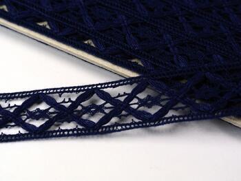 Cotton bobbin lace insert 75165, width 20 mm, dark blue - 4