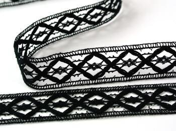 Cotton bobbin lace insert 75165, width 20 mm, black - 4