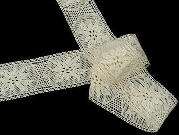 Cotton bobbin lace insert 75167, width 46 mm, ecru - 4