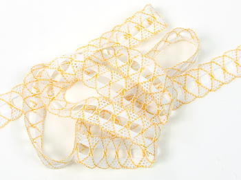 Bobbin lace No. 75169 white/dark yellow | 30 m - 4