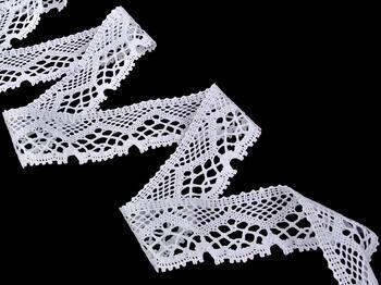 Cotton bobbin lace 75177, width 47 mm, white - 4