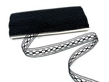 Cotton bobbin lace insert 75181, width 25 mm, black - 4