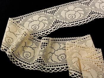 Cotton bobbin lace 75183, width 96 mm, ecru - 4