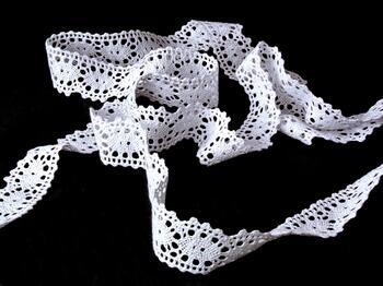 Cotton bobbin lace 75187, width 32 mm, white - 4
