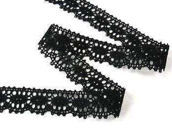 Cotton bobbin lace 75187, width 32 mm, black - 4