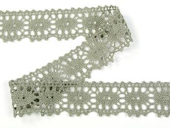 Cotton bobbin lace 75187, width 32 mm, dark linen gray - 4