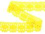 Cotton bobbin lace 75187, width 32 mm, yellow - 4/4