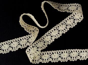 Cotton bobbin lace 75187, width 32 mm, ecru - 4