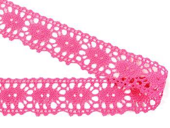 Cotton bobbin lace 75187, width 32 mm, fuchsia - 4