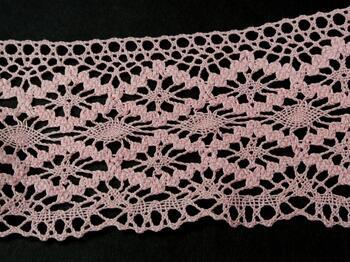 Cotton bobbin lace 75188, width 100 mm, pink - 4