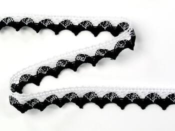 Cotton bobbin lace 75191, width 15 mm, white/black - 4